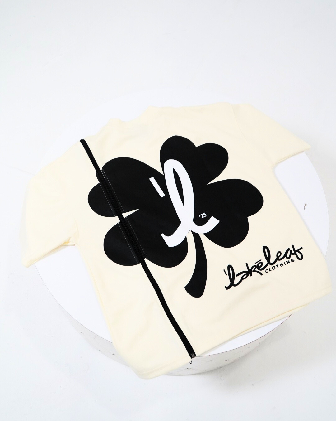 White And Black Lucky Clover Zipper Tee